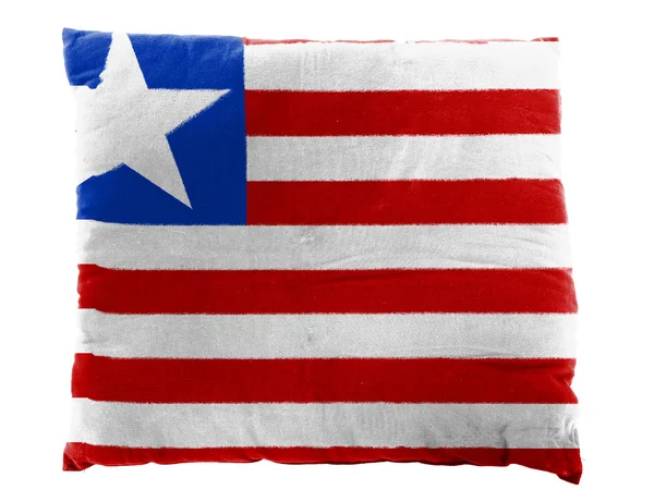 Libéria. Bandeira liberiana pintada no travesseiro — Fotografia de Stock