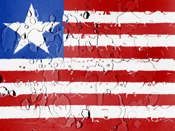 Liberia. Steagul Liberian acoperit cu picături de apă — Fotografie, imagine de stoc