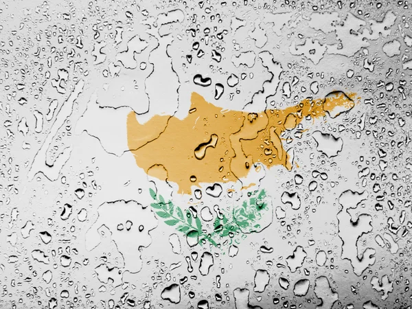 Flaga Cypru pokryte krople wody — Zdjęcie stockowe