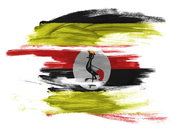 Bandeira de Uganda pintada na superfície branca — Fotografia de Stock