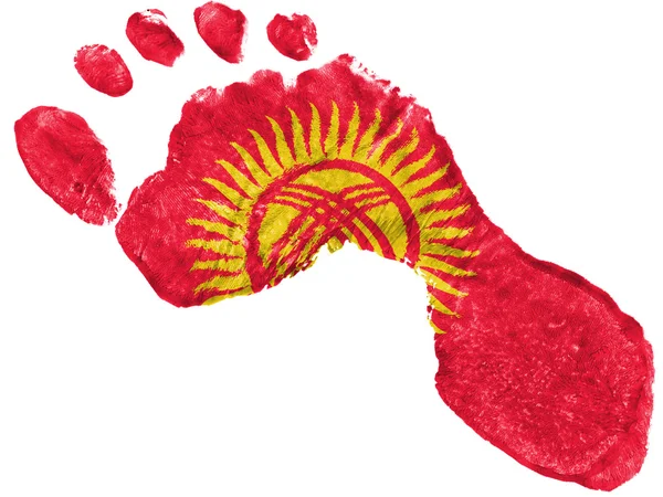 Kirgisische Flagge in Form eines Fußabdrucks bemalt — Stockfoto