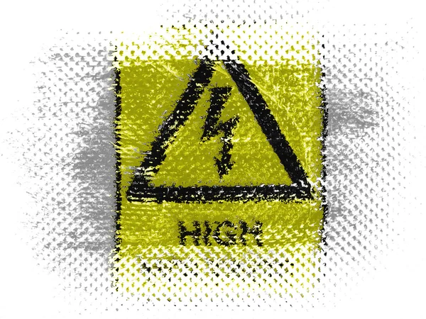High voltage sign drawn at on dotted surface — Stock Photo, Image