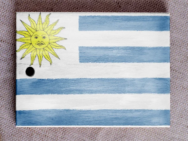 Uruguay flagga målade över träskiva — Stockfoto