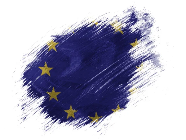 Europe Union flag painted on painted with brush on white background