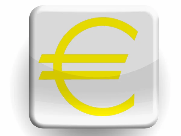 Валютный знак евро, нарисованный на глянцевой иконке — стоковое фото