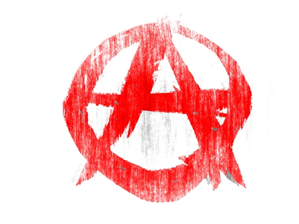 Anarchy symbol drawn on white background with colored crayons — Stock Photo, Image