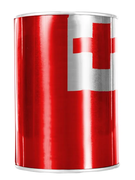 Tonga flag painted on shiny tin can — Stock Photo, Image