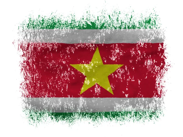 Surinamesische Flagge auf weißem Hintergrund — Stockfoto