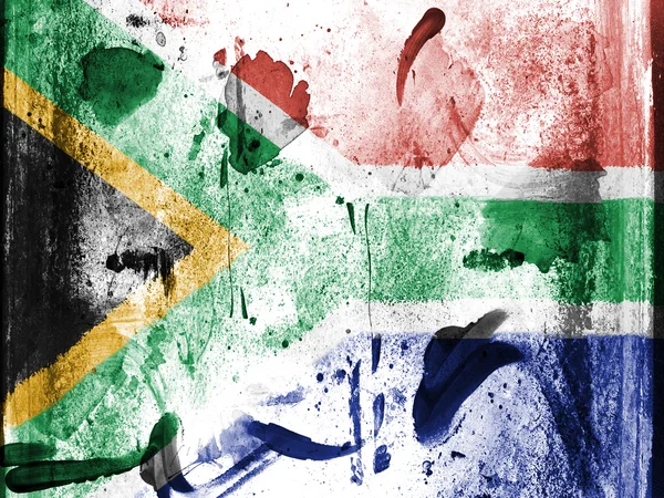 Bandeira sul-africana pintada na parede grunge — Fotografia de Stock