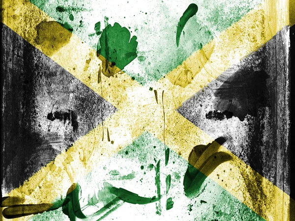 Jamaica-Flagge auf Grunge-Wand gemalt — Stockfoto