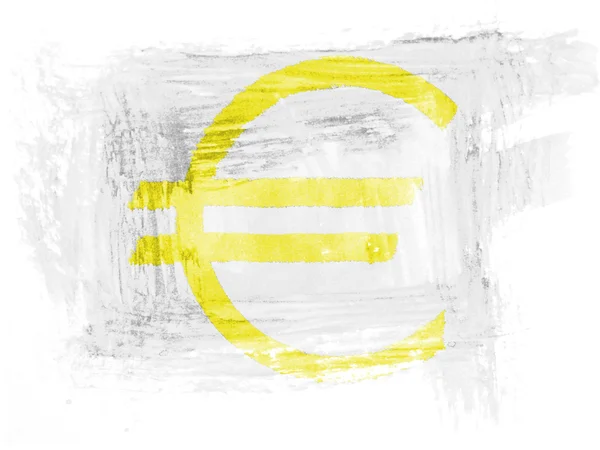 ユーロ通貨記号を描いた水彩紙と — ストック写真