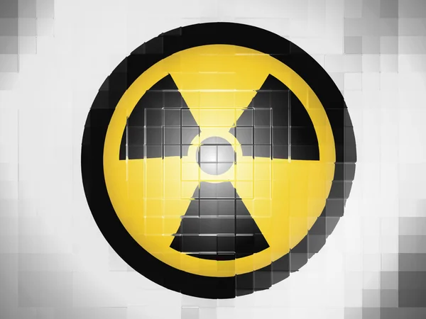Nucleaire straling symbool geschilderd op op golvende plastic oppervlak — Stockfoto