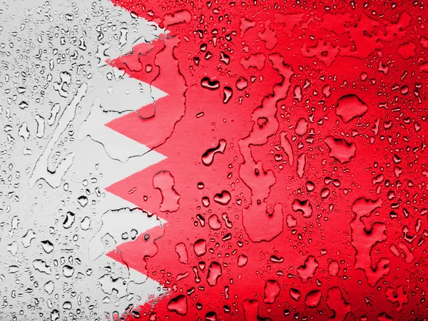 Bahrajn. bahrajnský vlajka pokryté kapkami vody — Stock fotografie