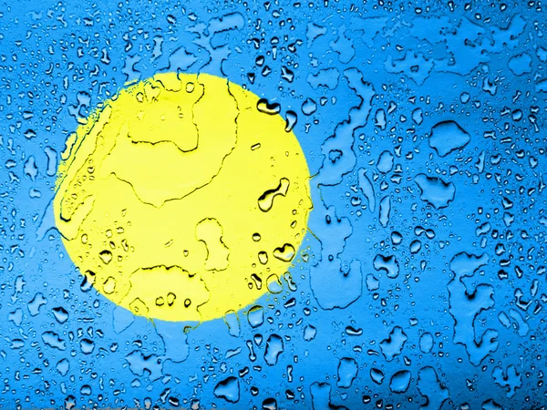 Bandiera Palau coperta di gocce d'acqua — Foto Stock