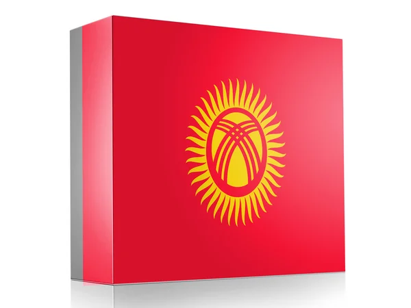 Vlajka Kyrgyzstánu na ikonu Bílý box — Stock fotografie