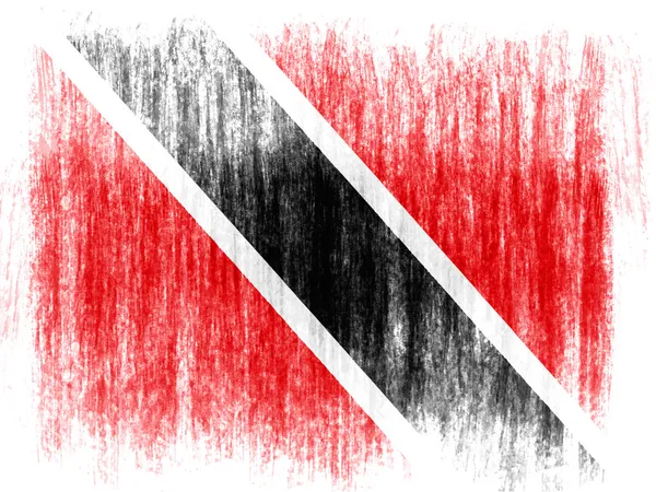 Bandiera Trinidad e Tobago disegnata su sfondo bianco con pastelli colorati — Foto Stock