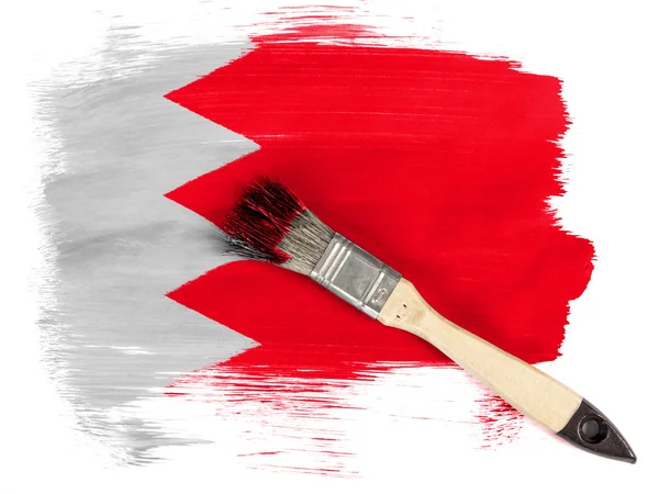 Bahrein. Bandeira do Bahrein pintada com pincel sobre ela — Fotografia de Stock