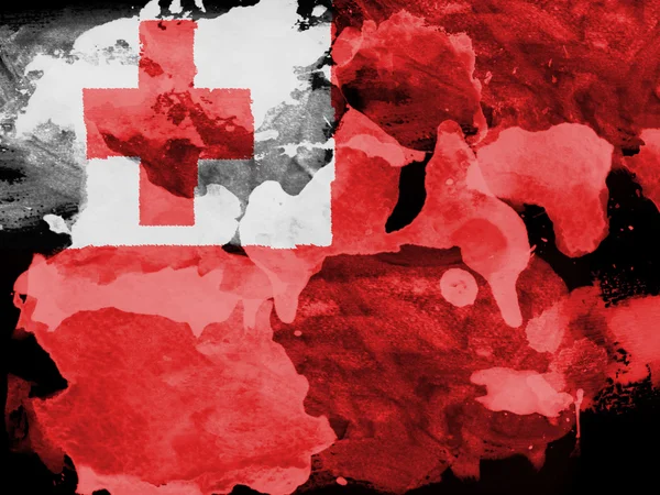 Tonga flag painted with watercolor on black paper — Stock Photo, Image