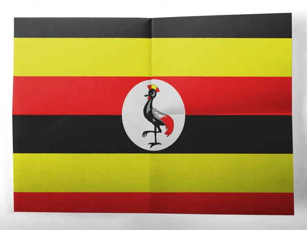 Bandeira de Uganda pintada em folha de papel simples — Fotografia de Stock