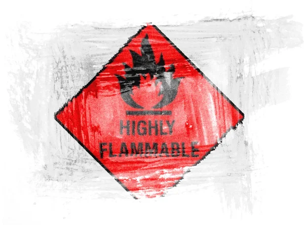 Highly flammable sign drawn on painted with watercolor on paper — Stockfoto