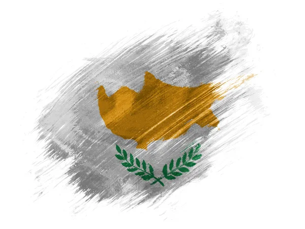 Flaga Cypru malowane pędzlem na białym tle — Zdjęcie stockowe