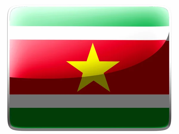Surinams flagga målade på torget gränssnitt-ikonen — Stockfoto