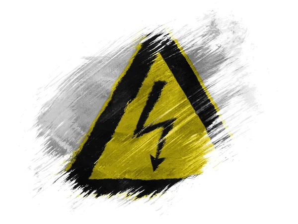 Elektrik çarpması işareti beyaz zemin üzerine fırça ile boya boyalı — Stok fotoğraf