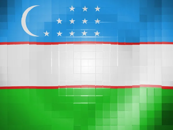 Uzbekistan flag on wavy plastic surface — Stock Photo, Image