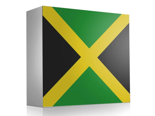 Jamaica-Flagge auf weißem Kasten-Symbol — Stockfoto