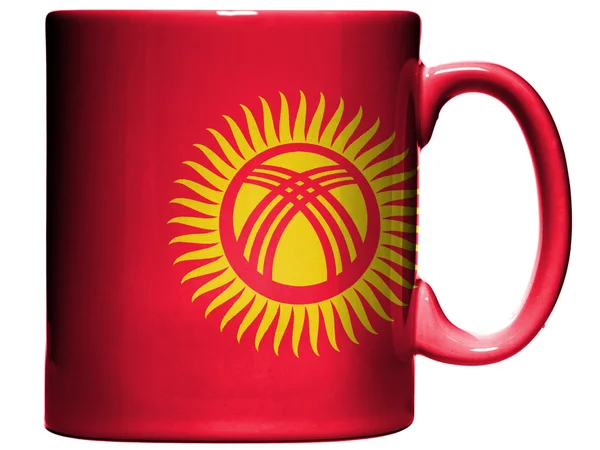 Flaga Kirgistanu malowane na kubek kawy lub szklanki — Zdjęcie stockowe