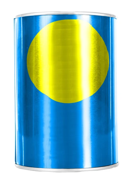 Palau flag painted on shiny tin can — Stock Photo, Image