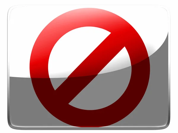 Forbidden sign painted on square interface icon — Stock Photo, Image