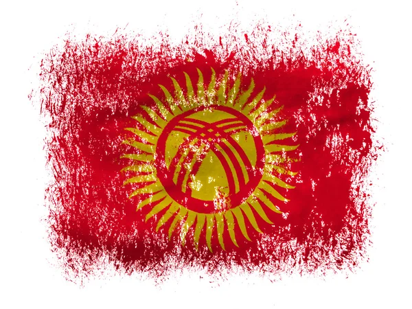白い背景の上のキルギスタンの旗 — ストック写真