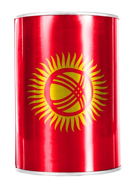 吉尔吉斯斯坦旗画上闪亮的锡罐 — 图库照片