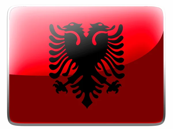 Albania. Albanian flag painted on square interface icon — Stock Photo, Image