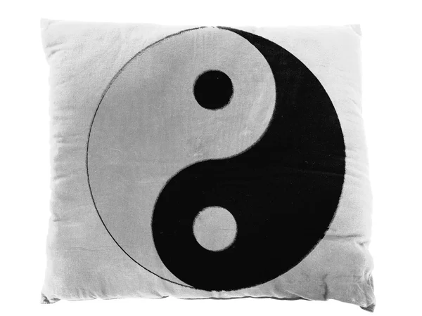 Das Ying-Yang-Zeichen auf Kissen gemalt — Stockfoto