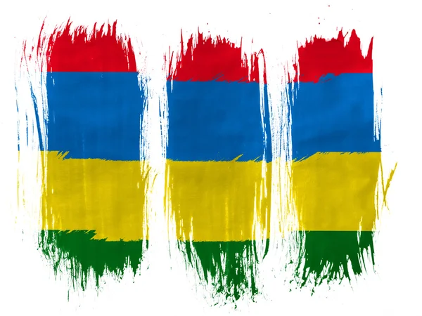 毛里塔尼亚国旗画在白色背景上的 3 垂直画笔描边 — 图库照片