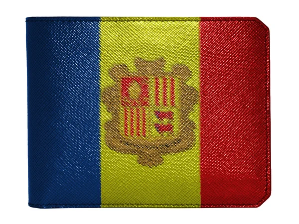 Andorra flag painted on leather wallet — Stock Photo, Image