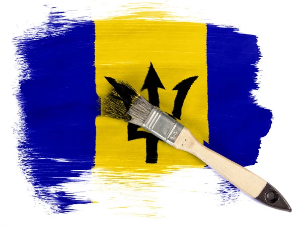 Barbados. Bandera de Barbados pintada con pincel —  Fotos de Stock