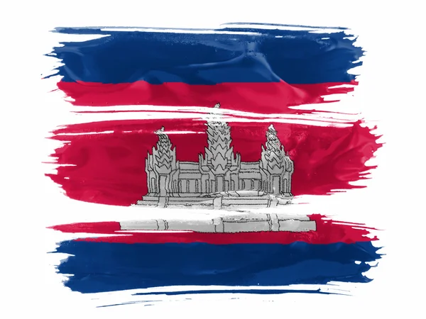 Üç vuruş beyaz boya ile boyanmış Kamboçya bayrağı — Stok fotoğraf