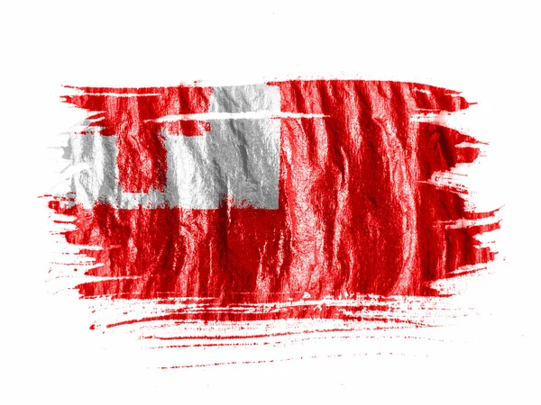 Vlag van Tonga geschilderd met waterverf op natte witte papieren — Stockfoto