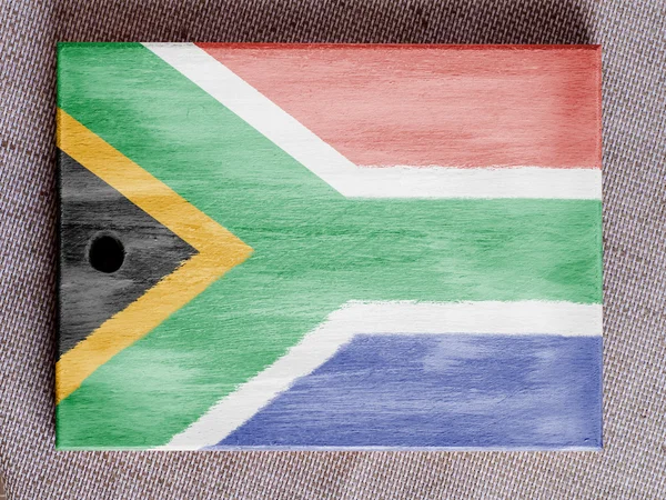 Sydafrikas flagga målade över träskiva — Stockfoto