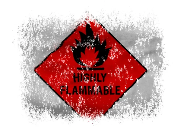 Highly flammable sign drawn on on white background — Stock Photo, Image