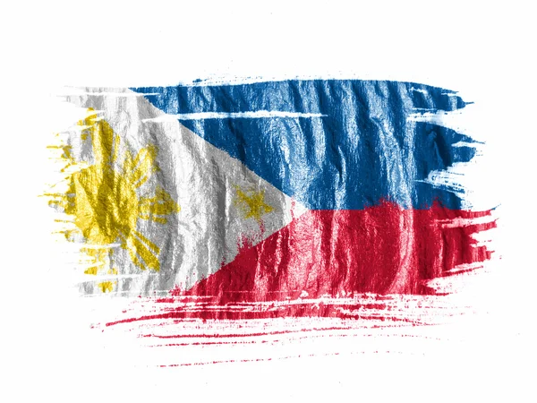 Filipin bayrağı ıslak beyaz kağıt üzerine suluboya ile boyalı — Stok fotoğraf