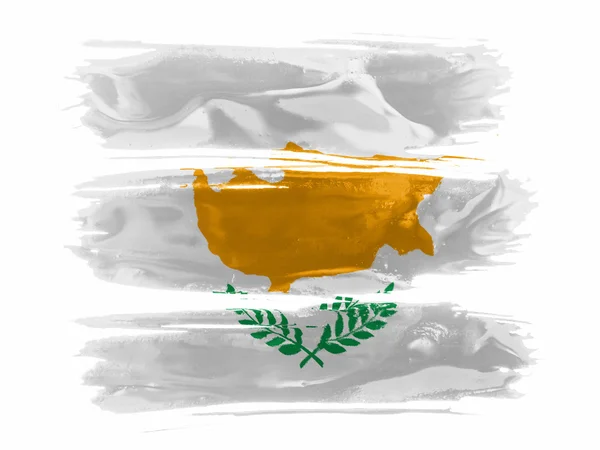 塞浦路斯旗与三个笔画的白漆绘 — 图库照片