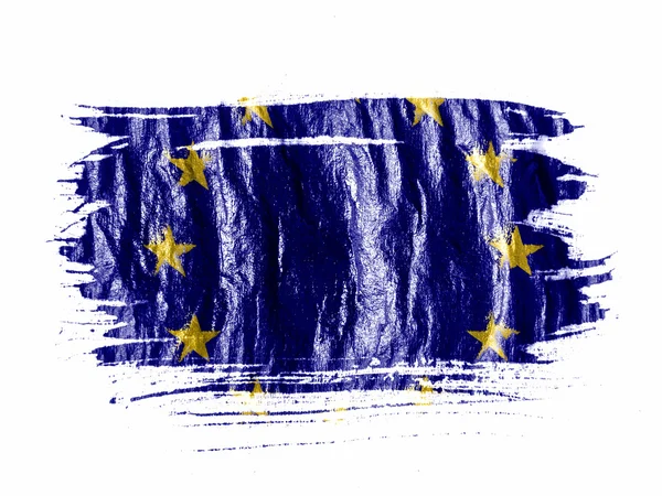 Drapeau de l'Union européenne peint à l'aquarelle sur papier blanc mouillé — Photo