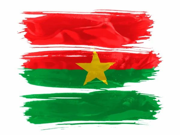 Burkina faso bandery malowane z trzech pociągnięć farby w kolorze białym — Zdjęcie stockowe