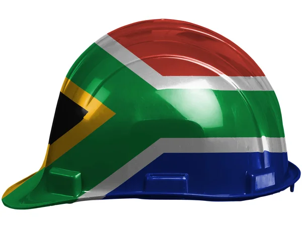 安全ヘルメットに描かれた南アフリカ共和国の旗 — ストック写真