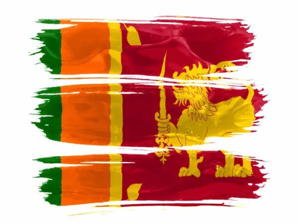 Sri Lanka flag painted with three strokes of paint in white — Stock Photo, Image