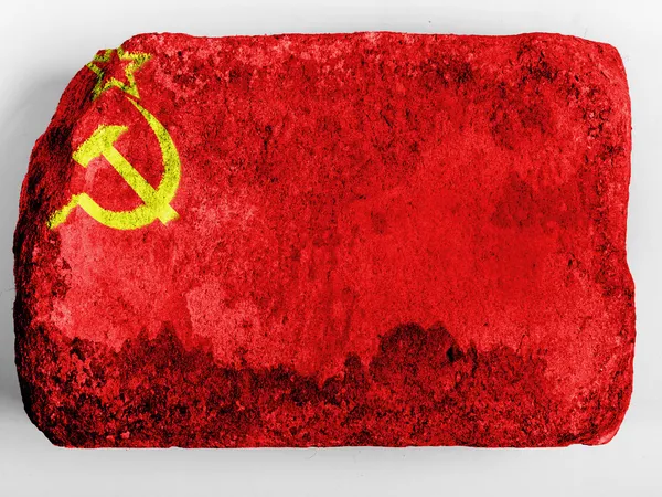 Bandeira da URSS pintada sobre tijolo — Fotografia de Stock